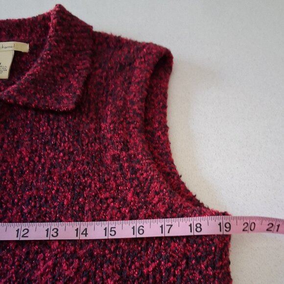 Bechamel Red Zip Cable Knit Sweater Vest Women's Size M - Picture 11 of 12